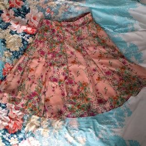 Floral chiffon knee length A-line skirt